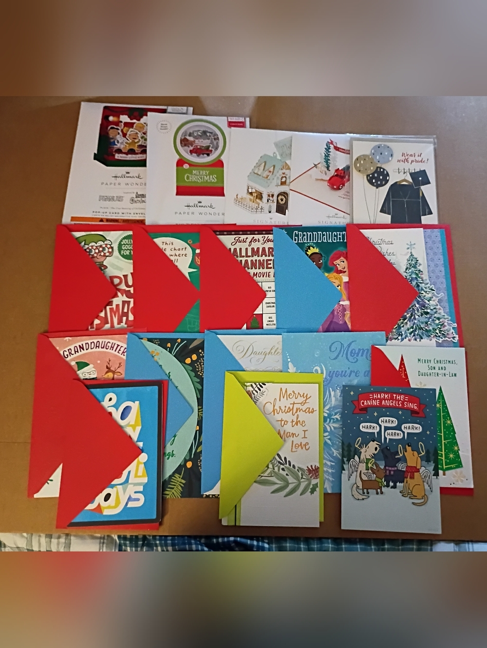 New Hallmark Lot Of Christmas Cards - Peanuts, Disney, Etc, & 1 Graduation Card